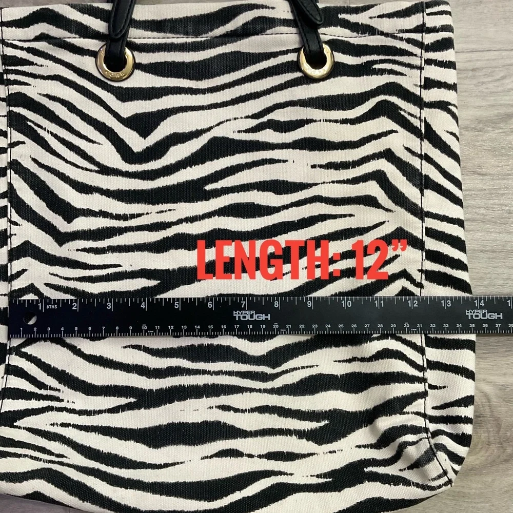 New Michael by Michael Kors Zebra print canvas tote black and white